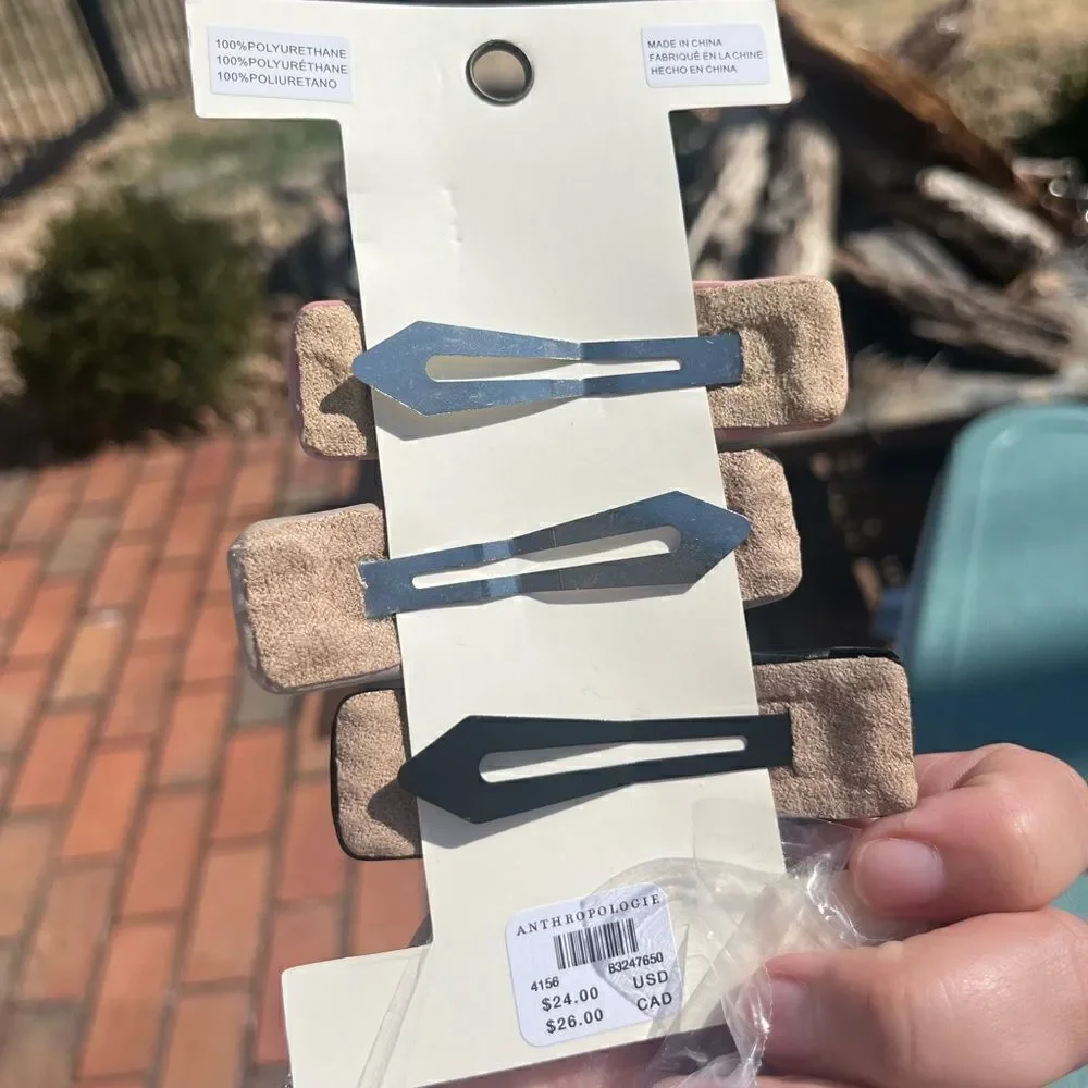 Anthropologie Checkered Barrettes Set of Three  NWT